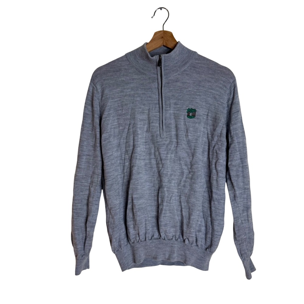 FootJoy Quarter Zip Men's 100% Wool Golf Sweater Gray Small